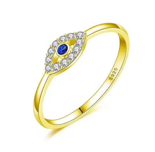 Dainty evil eye ring
