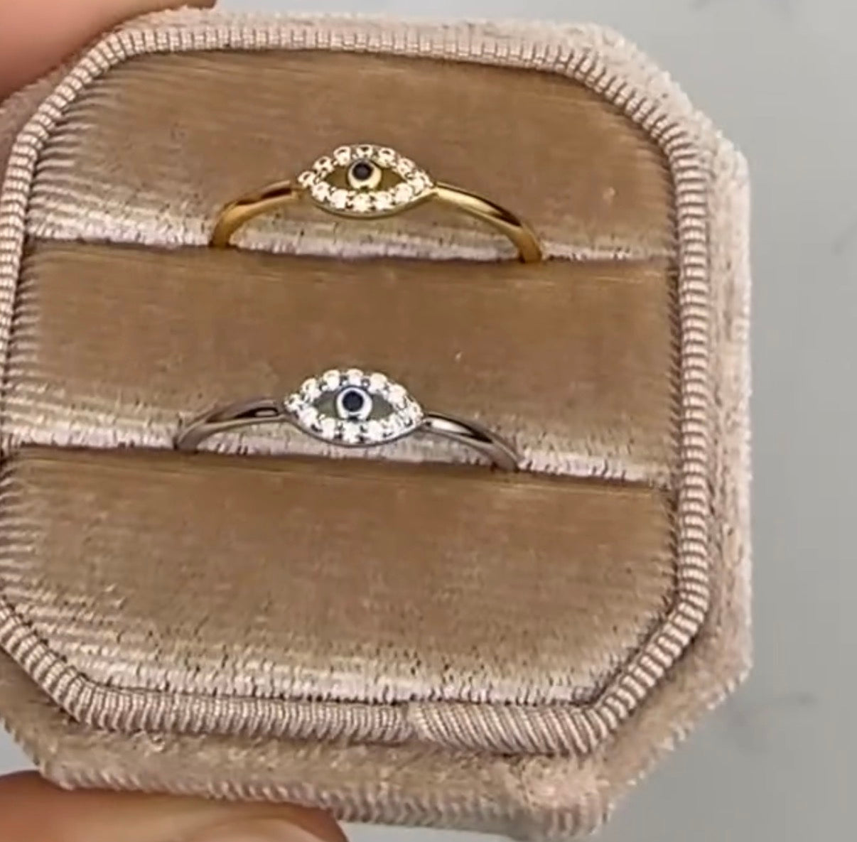 Dainty evil eye ring