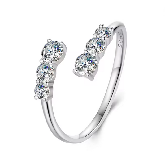 Moissanite 6 stone ring adjustable